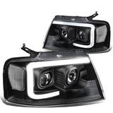 2004-2008 Ford F-150 3D LED C-Bar Headlights Black Housing Clear Corner
