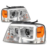 04-08 Ford F-150 / 06-08 Lincoln Mark LT 3D LED C-Bar Headlights Chrome