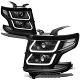 15-18 Chevrolet Suburban/Tahoe 3D LED Projector Headlights Black