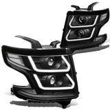 15-18 Chevrolet Suburban/Tahoe 3D LED Projector Headlights Black