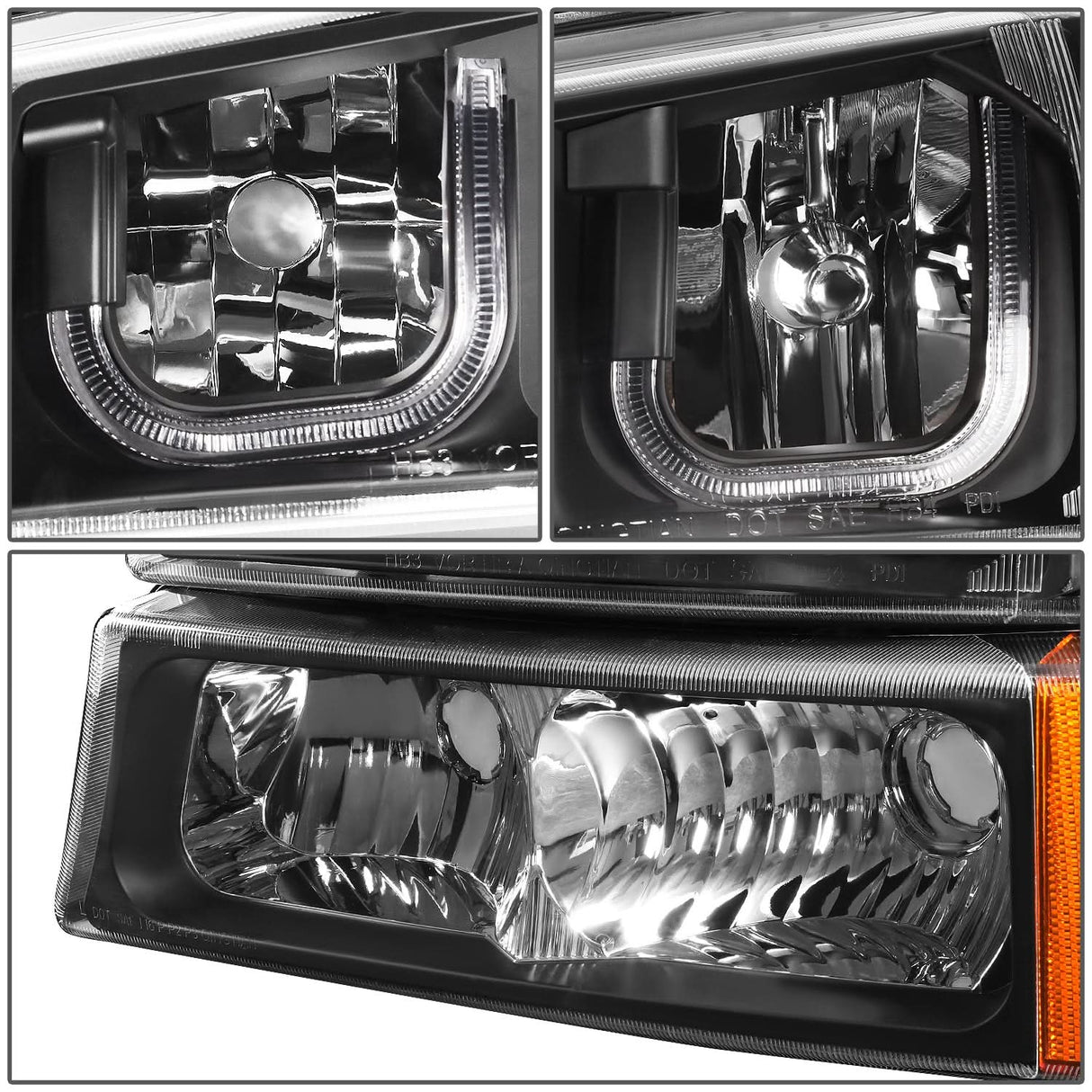 03-07 Chevrolet Silverado J-Halo LED DRL Headlights 4PC Black