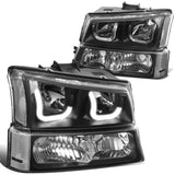 03-07 Chevrolet Silverado J-Halo LED DRL Headlights 4PC Black Clear