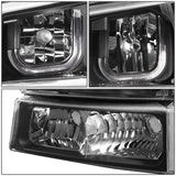 03-07 Chevrolet Silverado J-Halo LED DRL Headlights 4PC Black Clear