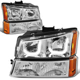 03-07 Chevrolet Silverado / Avalanche J-Halo LED DRL Headlights Chrome