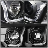 04-08 Ford F-150 3D LED J-Bar Halo Projector Headlights Black Housing