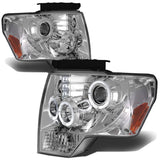 09-14 Ford F-150 LED Halo Projector Headlights Chrome Housing