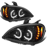 04-17 Freightliner Columbia LED Projector Headlights - Black Housing