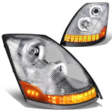 04-18 Volvo VN VNL LED Projector Headlights - Chrome Housing