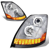 04-18 Volvo VN VNL LED Projector Headlights - Chrome Housing
