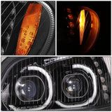 04-12 Freightliner M2 Projector LED DRL Headlights - Black Housing