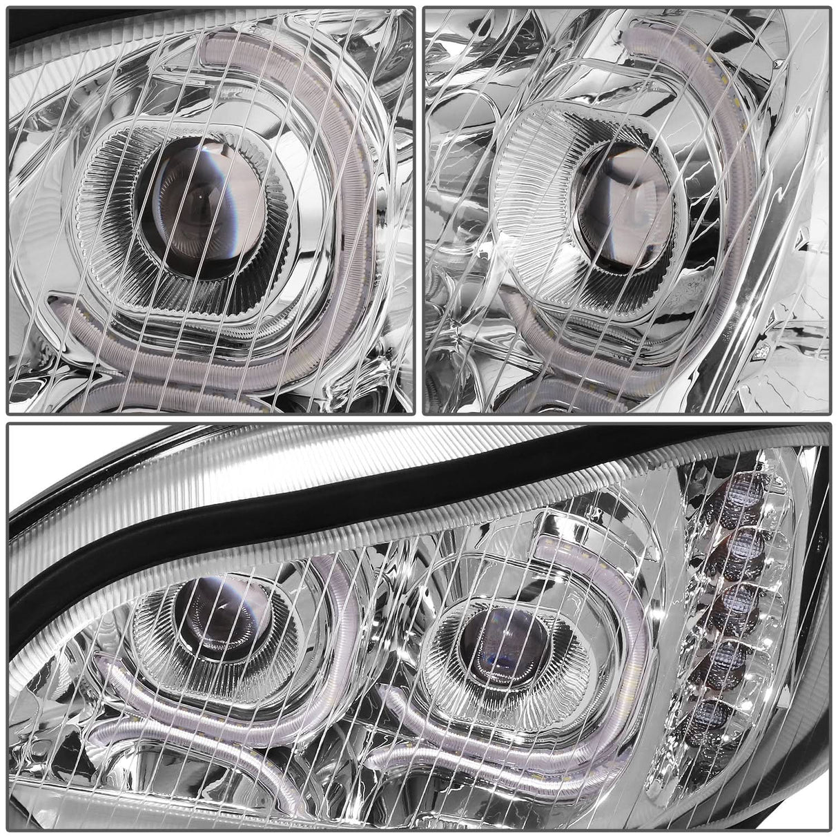 03-19 Freightliner M2 Projector LED DRL Chrome Headlights