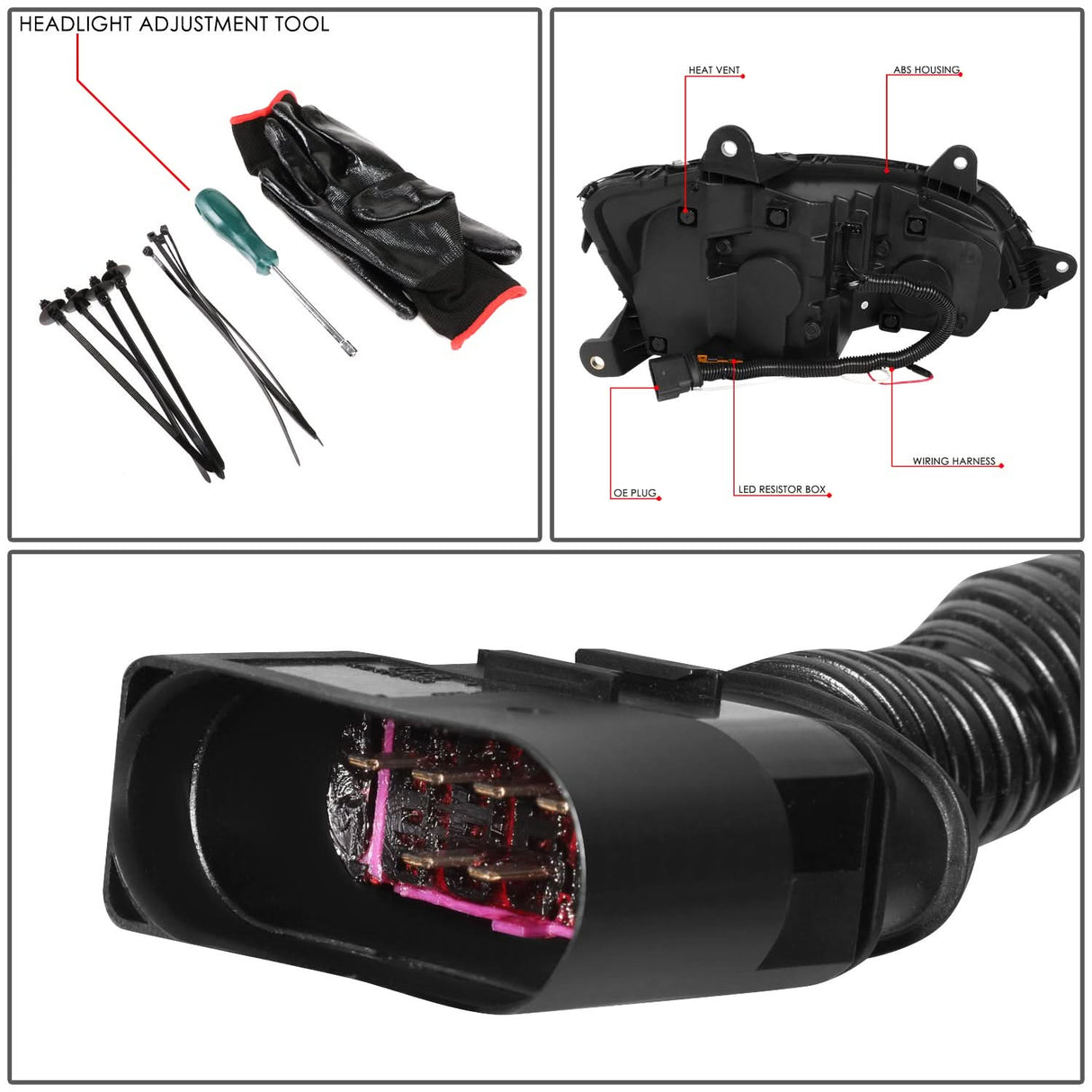 08-19 Kenworth T170/T270/T370 16-19 T300 08-18 T660 11-15 T700 Black Headlights