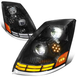 2003-2017 Volvo VN VNL VNM VNX LED Switchback Headlights Black