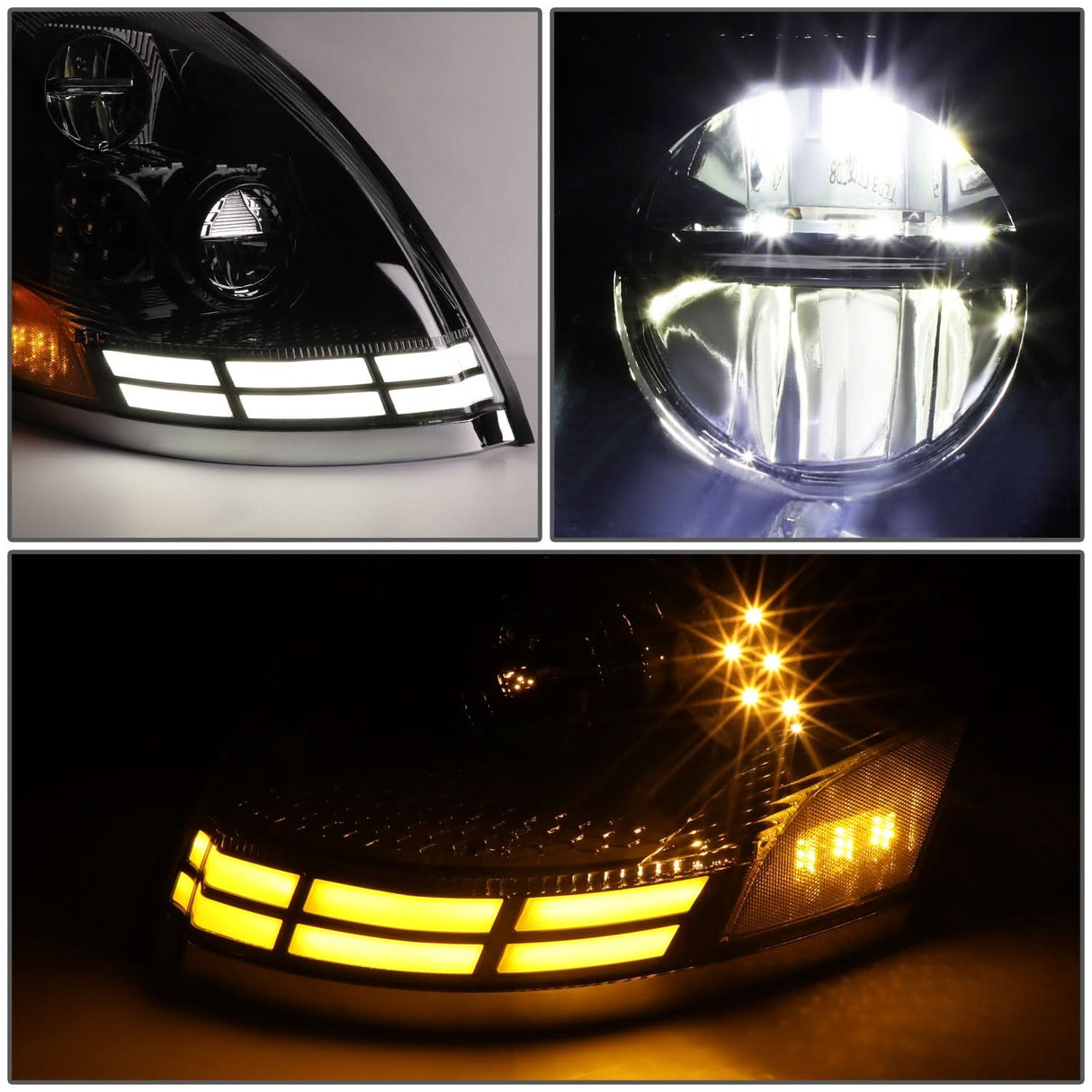 2003-2017 Volvo VN VNL VNM VNX LED Switchback Headlights Black