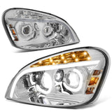 2008-2017 Freightliner Cascadia LED Halo Projector Headlights Chrome