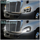 2008-2017 Freightliner Cascadia LED Halo Projector Headlights Chrome