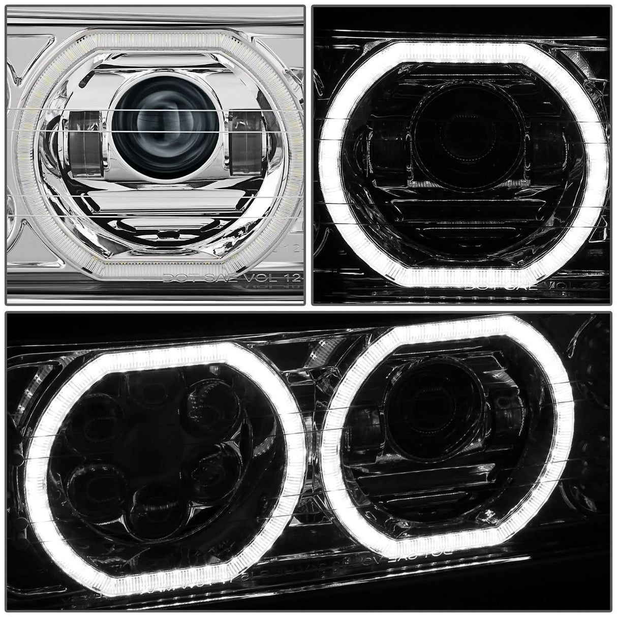 2018-2023 Volvo VNL/VNR White Halo Ring Chrome Headlights