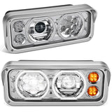 2018-2023 Volvo VNL/VNR White Halo Ring Chrome Headlights