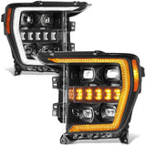 21-23 Ford F-150 LED Sequential Turn Signal Headlights Black