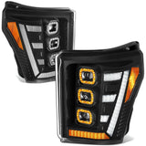 11-16 Ford F-250/350/450 Super Duty White 3D Light Bar Sequential Headlights