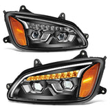 2008-2017 Kenworth T660 LED Sequential Projector Headlights Black