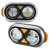 1981-1988 Peterbilt 359/379/389 Full LED Reflector Headlights Black