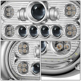 1967-1987 Peterbilt 359 LED Halo Ring Dual Projector Headlights Chrome