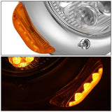 1967-1987 Peterbilt 359 LED Halo Ring Dual Projector Headlights Chrome