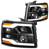 07-13 Chevrolet Silverado LED DRL Headlights - Black Housing