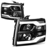 07-17 Chevrolet Silverado LED DRL Dual LED Headlights Black Housing