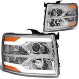 07-17 Chevrolet Silverado LED DRL Dual LED Headlights Chrome Housing