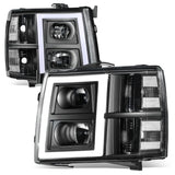 2007-2014 Chevrolet Silverado Rectangle LED DRL Headlights Black