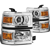 14-15 Chevrolet Silverado 1500 LED Projector Headlights Chrome