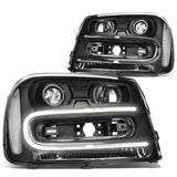 02-09 Chevrolet Trailblazer LED DRL OE Style Headlights - Black Housing