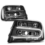 02-09 Chevrolet Trailblazer LED DRL OE Style Headlights - Black Housing