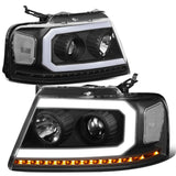 2004-2008 Ford F-150 LED DRL Projector Headlights Black Housing
