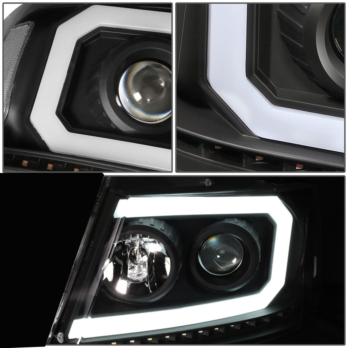 2004-2008 Ford F-150 LED DRL Projector Headlights Black Housing