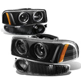 01-07 GMC Sierra/Yukon Denali LED Halo Projector Headlights Black