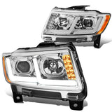 2011-2013 Jeep Grand Cherokee Projector Headlights Chrome Housing