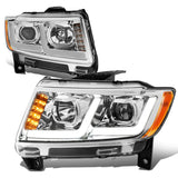 2011-2013 Jeep Grand Cherokee Projector Headlights Chrome Housing