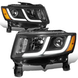 14-16 Jeep Grand Cherokee Projector Headlights Black Housing Amber