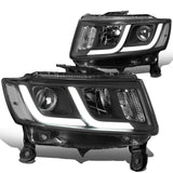 14-16 Jeep Grand Cherokee Projector Headlights Black Housing Clear