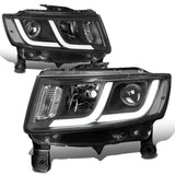 14-16 Jeep Grand Cherokee Projector Headlights Black Housing Clear