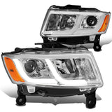 14-16 Jeep Grand Cherokee Projector Headlights Chrome Housing