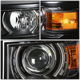 14-16 Chevy Silverado LED Projector Headlights Black Housing Amber