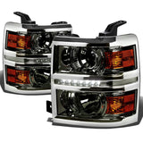 14-16 Chevrolet Silverado LED Projector Headlights Smoke Housing
