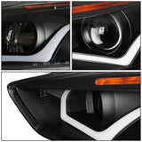 15-17 Ford Focus LED Dual Halo Projector Headlights - Black Housing