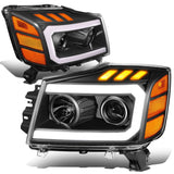 2004-2015 Nissan Titan/Armada 3D LED DRL Projector Headlights Black