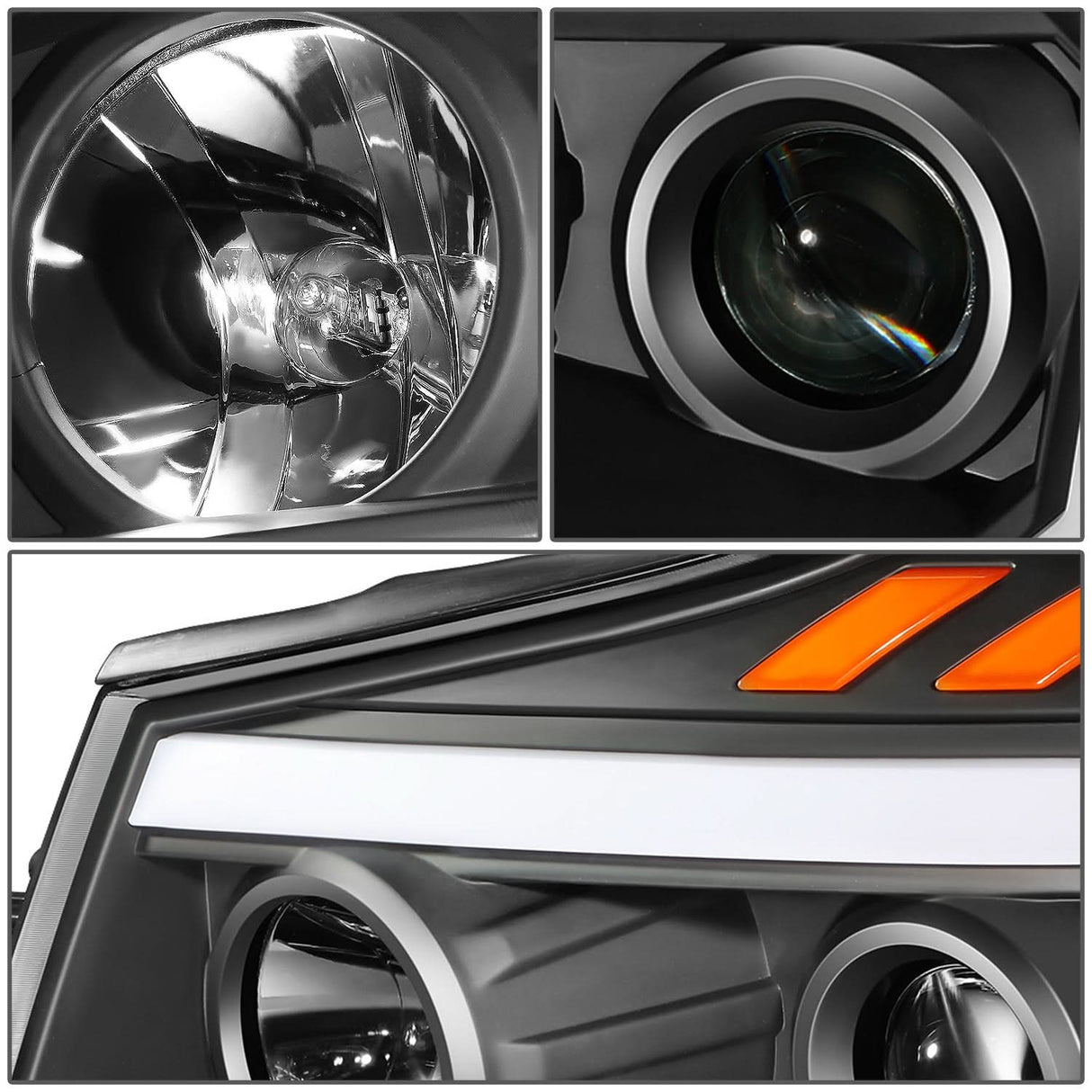 2004-2015 Nissan Titan/Armada 3D LED DRL Projector Headlights Black