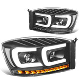 06-09 Dodge Ram Dual LED DRL Projector Headlights Black/Clear